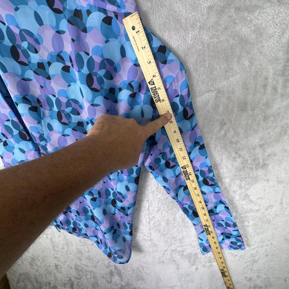 Black Market Shirt Womens Medium Blue Purple Geometric Button Up Long Sleeve USA - Picture 8 of 11